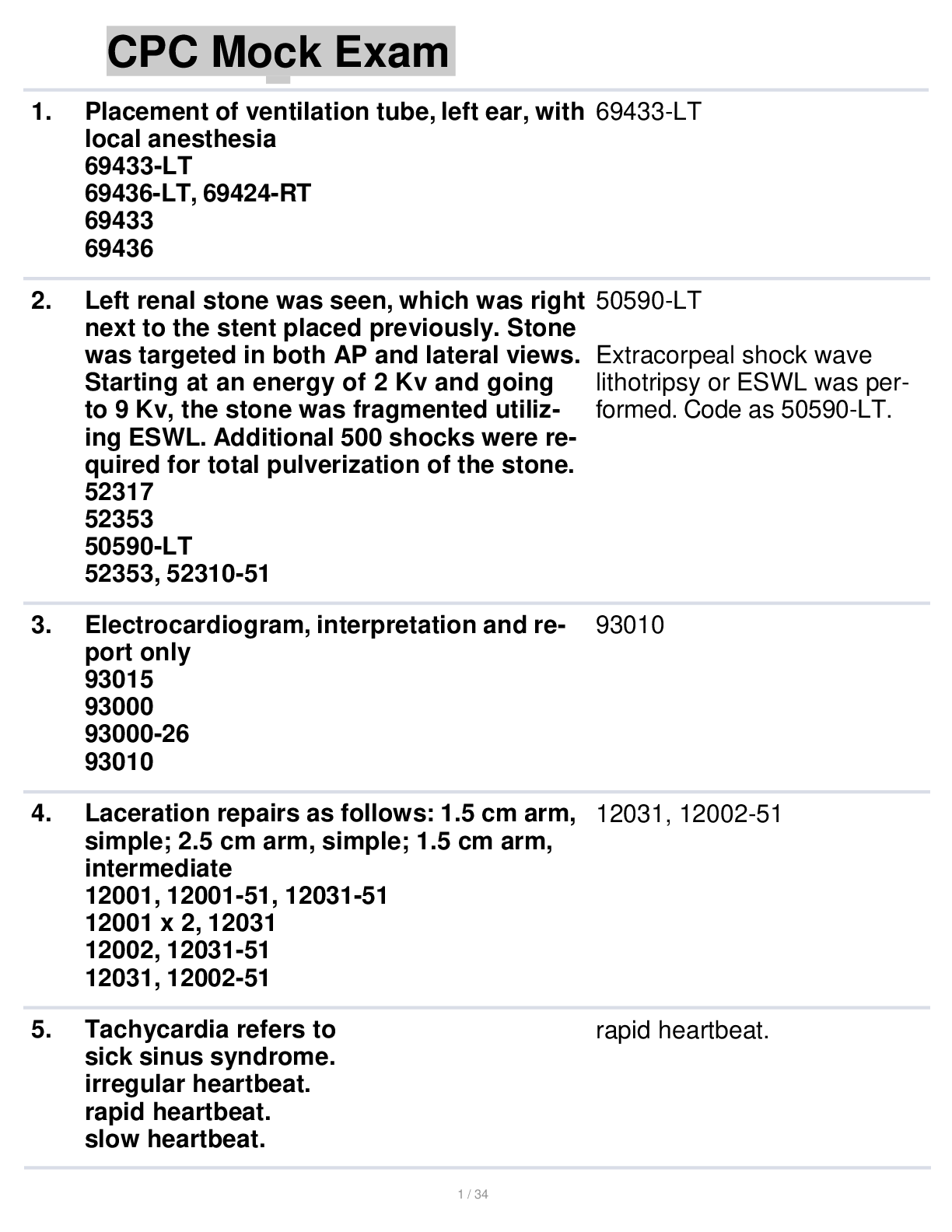 Preview image for CPC Mock Exam 1 Questions And Answers